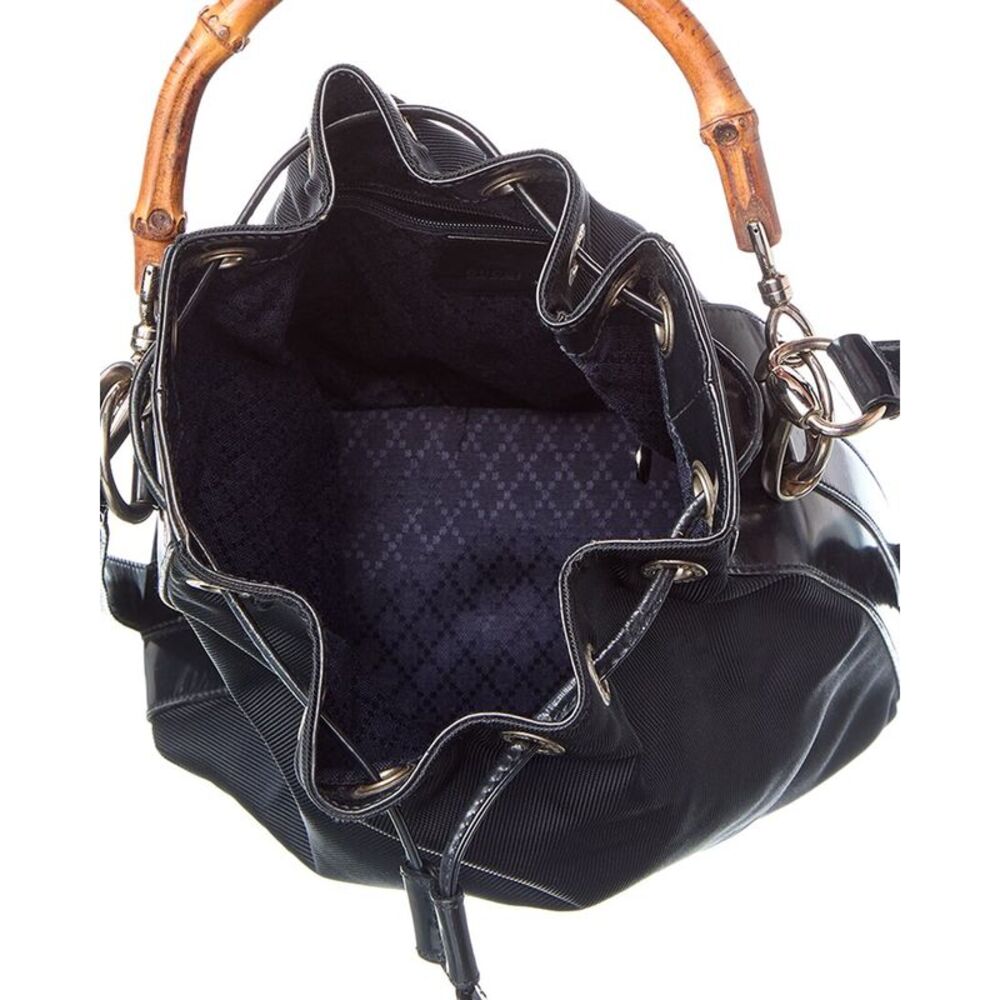 Gucci Black Not Selected Nylon Bamboo Two-Way Bucket Bag (Authentic Pre-Loved) - Picture 4 of 5